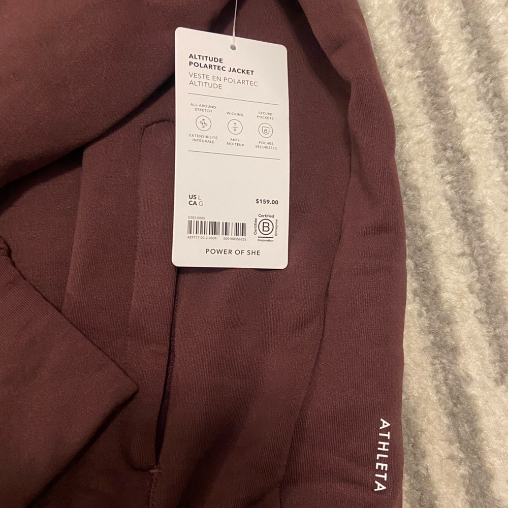 Athleta Altitude Polartec Hooded Full Zip Jacket NWT Large